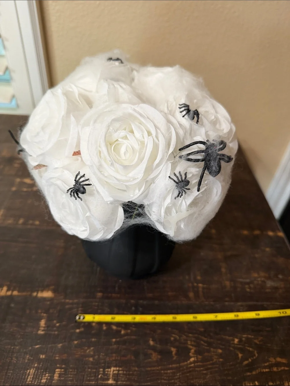 White Halloween Bouquet with Black Spider Accents - Home Accents
